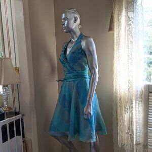 Cheeta B Embroidered Organza Fit-N-Flare Halter Wedding or Party Dress